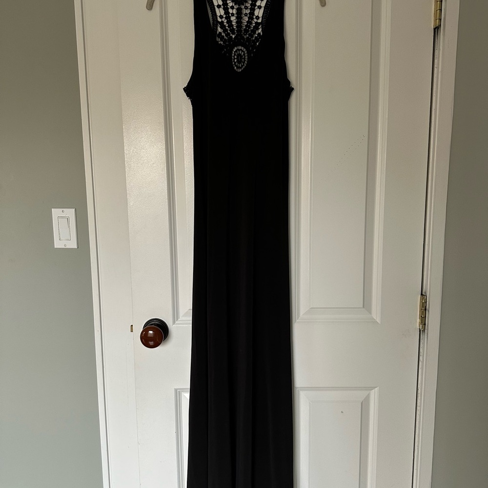 Gabby Skye Black Maxi Dress with lace back